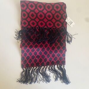 Talbots Decorative 100 Percent Silk 8" x 75" Fringe Scarf